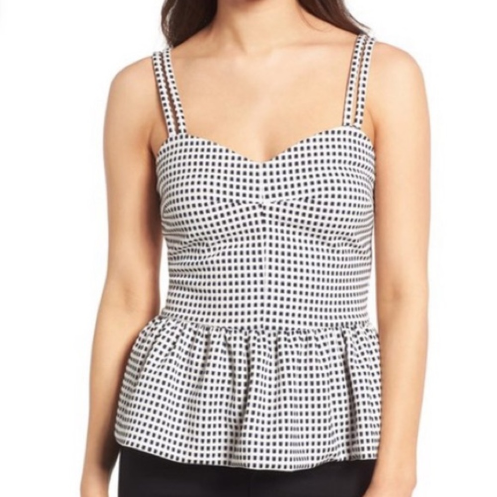Chelsea28 Checkered Peplum Top